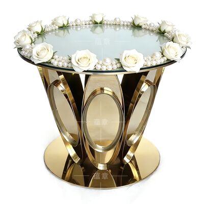 Bom preço Mesa Redonda para Bolo de Casamento em Aço Inoxidável Dourado Design Novo Tendência Design de Mesa para Bolo on-line
