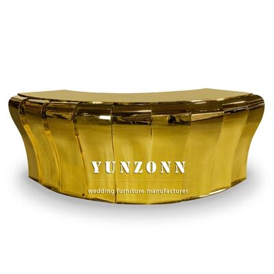 qualidade Moderno Design Último Modelo Redondo Em Forma de Espelho Dourado Recepção Bar de Aço Inoxidável fábrica