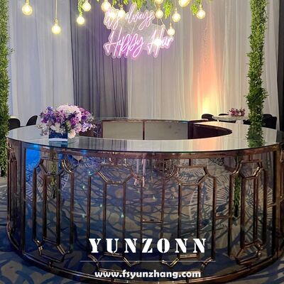 Bom preço Mesa Redonda de Pub para Eventos de Casamento em Aço Inoxidável Dourado, Balcão de Bar Doméstico Portátil, Mobiliário de Bar para Lounge de Canto on-line