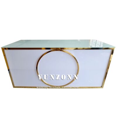 Bom preço Mesa de Bar de Festa em Aço Inoxidável Dourado Acrílico para Casamento Moderno on-line