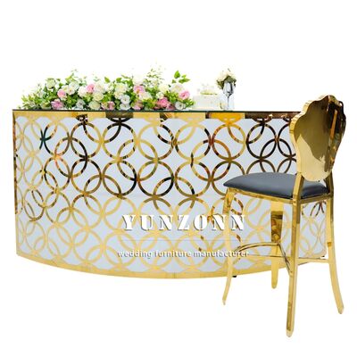 Bom preço Padrão de ouro Popular New Design Alt Bar Mobiliário de luxo Bar Table aço inoxidável para pub casamento on-line