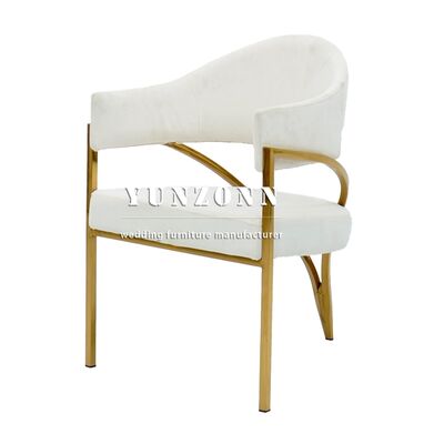 Bom preço China fábrica noiva luxo cadeiras de casamento hotel restaurante café de couro dourado inoxidável cadeira de sala de jantar moderna on-line