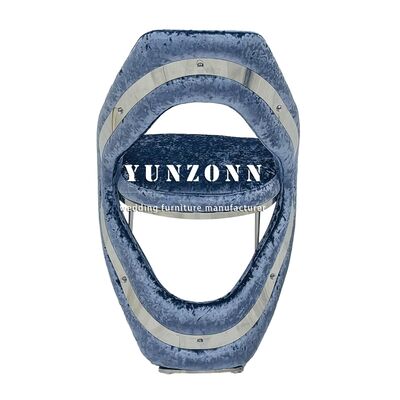 qualidade Cadeira de Lazer de Sala de Estar de Luxo Cadeira de Acento de Aço Inoxidável Luxuosa Cadeira de Jantar Estofada Cor Azul fábrica