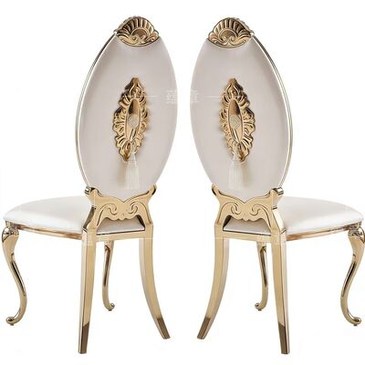 Bom preço Venda Direta de Fábrica de Móveis Cadeiras Clássicas de Encosto Alto Banheadas a Ouro em Aço Inoxidável Adequadas para Casamentos e Banquetes on-line