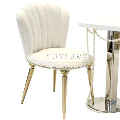 Bom preço Cadeira de Jantar de Casamento de Couro PU de Luxo Atacado Aço Inoxidável Dourado para Eventos e Festas on-line