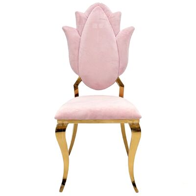 Bom preço Cadeiras de Casamento Empilháveis de Veludo Rosa com Encosto em Forma de Tulipa para Eventos de Festa on-line