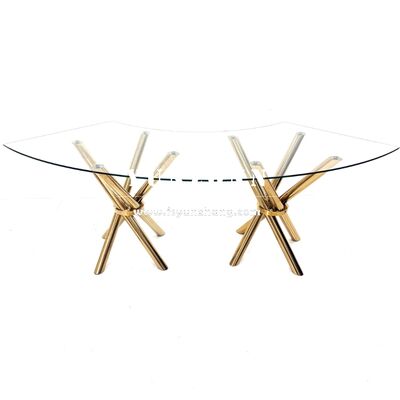 Bom preço Seleção de formas múltiplas círculo retângulo elipse serpentina aço inoxidável mesa de jantar base mesas de casamento para venda on-line