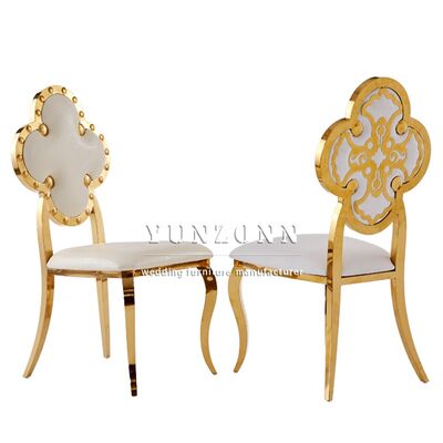 Bom preço Casamento de Hotel de Luxo Design de Trevo de Quatro Folhas Cadeira Dourada Brilhante para Cerimônia de Casamento on-line