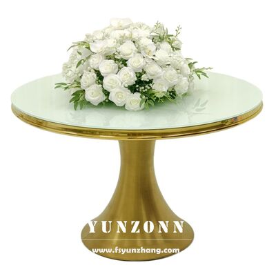 Bom preço Nova chegada Luxury Design Ouro de aço inoxidável Casamento mesa redonda de jantar para evento usado on-line