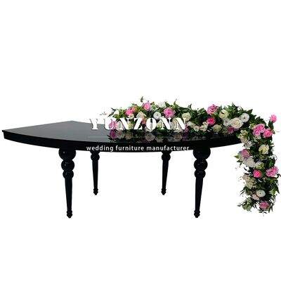 Bom preço Mesa de casamento meia lua serpentina de metal preto grande para salão de banquetes on-line