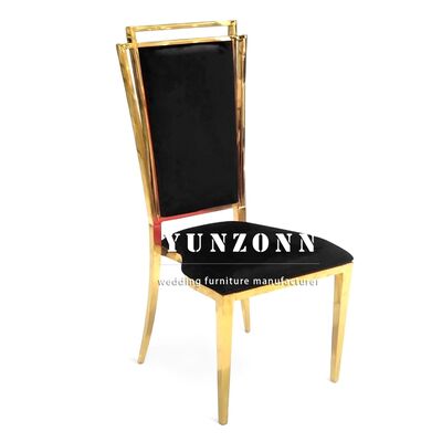 Bom preço Sino Perfeito Preço Favorável Metal Dourado Quadrado De Volta Banquete Salão de Jantar Cadeira Para Jantar Casamento Eventos on-line