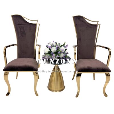 Bom preço Elegante Trono para Casamento e Festa em Aço Inoxidável com Braço Cadeira para Noivos on-line