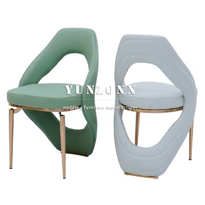 Bom preço Cadeira de Lazer de Metal Luxo Couro PU Ouro Rosa para Restaurante, Hotel, Recepção, Eventos e Catering on-line