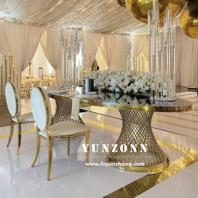 Bom preço Mesa de Jantar Oval Longa de Aço Inoxidável de Luxo para Banquetes de Hotel, Casamentos e Eventos on-line