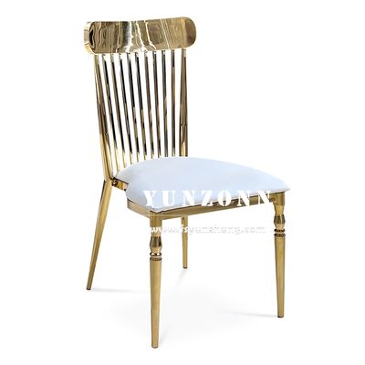 Bom preço Cadeira de Jantar Moderna para Restaurante com Encosto Alto e Estrutura de Aço Inoxidável Dourado, Cadeira de Hotel Estilo Rococó on-line