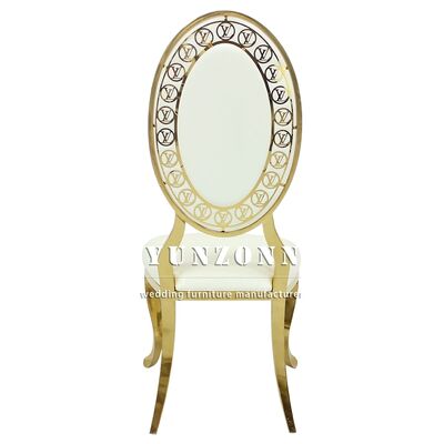 Bom preço Chave de banquete com padrão de luxo traseira alta decoração de casamento moderna cadeira de aço inoxidável para quartos de hotel on-line