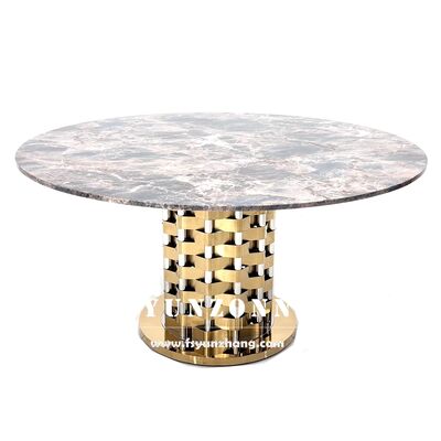 Bom preço Luxury Exquisite Carrara Marble Dining Table Aplicação de evento de aço inoxidável para festa em casa ou uso em hotéis on-line