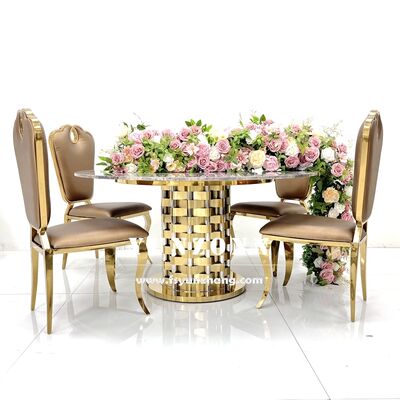 Bom preço Conjunto Moderno de Mesas e Cadeiras Redondas de Luxo com Base Nova de Aço Inoxidável para Jantares, Eventos ao Ar Livre, Hotéis e Cozinhas on-line