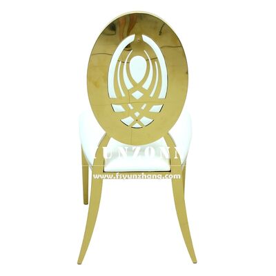 Bom preço Cadeira para Eventos e Casamentos em Aço Inoxidável 304 com Design de Flor no Encosto Oval - Gold Royal Hotel on-line