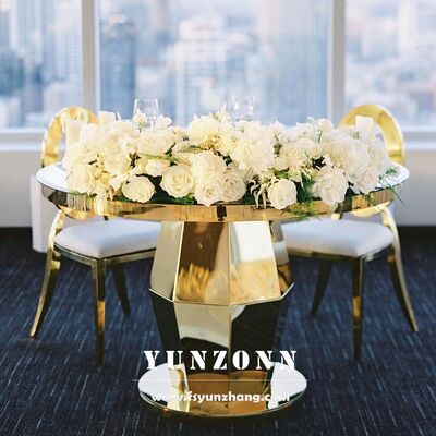 Bom preço Suporte de mesa para bolo redondo de espelho de vidro em aço inoxidável dourado, modelo novo on-line