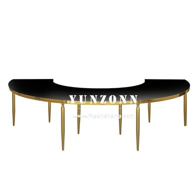 Bom preço Mesa Redonda de Luxo Moderna em Aço Inoxidável Dourado com Design de Onda para Hotéis, Jantares e Eventos ao Ar Livre Casamentos Meia Lua Hotéis on-line