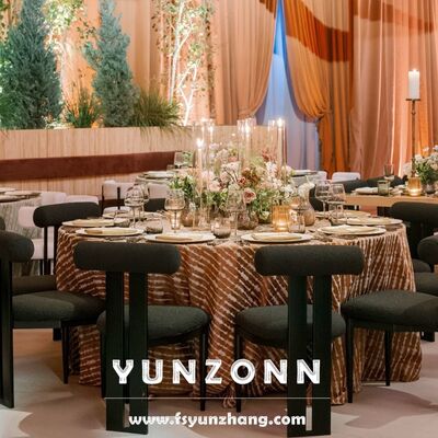 Bom preço Cadeira de banquete Vip com estrutura metálica de ferro preto luxuoso para móveis de casamento on-line