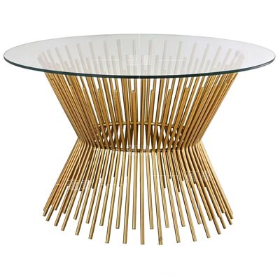 Bom preço Mesa de Designer Moderna Grande de Metal Dourado em Arame de Alta Qualidade para Hotéis e Residências Mesas de Centro com Tampo de Vidro Espelhado para Jantar ao Ar Livre on-line