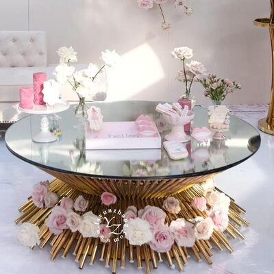 Bom preço Divina mesa de café de luxo com base de fio metálico e espelho Top Designer Mobiliário de sala de estar e decoração de casa on-line