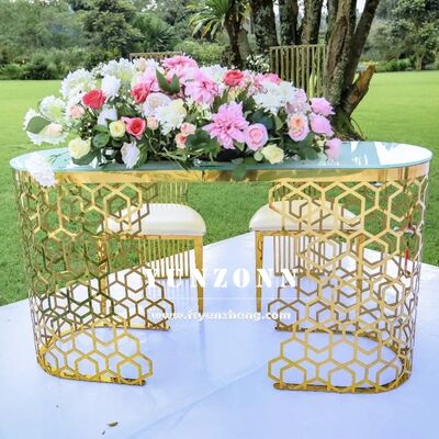 Bom preço Promoção Quente Mesa Oval de Luxo Design Moderno Oco em Aço Inoxidável para Jantar ao Ar Livre Hotel e Cozinha Uso em Casamentos on-line