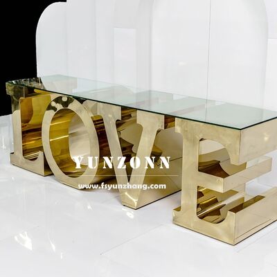 Bom preço Venda Quente Centrais de Ouro de Aço Inoxidável para Eventos de Casamento Elegante Mobiliário de Mesa de Amor para Hotéis on-line
