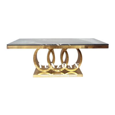 Bom preço Dimensões personalizadas Círculos Base Luxo Prata ou Ouro Pedra Natural Top Side Table Salão Centro Metal Café Center Table on-line