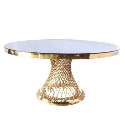 Bom preço Evento de Mobiliário de Luxo Festa Mesa Redonda de Aço Inoxidável Dourado com Rede de Peixe para Salão de Banquetes para Casamento on-line