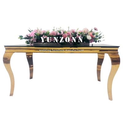 Bom preço Conjunto de mesa de jantar de estilo europeu de vidro temperado preto moderno para banquetes ou hotéis on-line