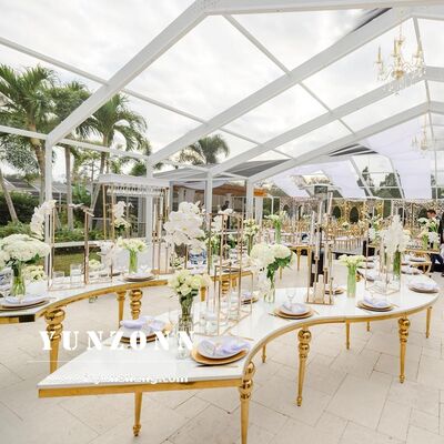 Bom preço Top Hotel de qualidade Eventos de casamento Mesa de banquete com móveis de cristal Serpentine S forma mesas de casamento on-line