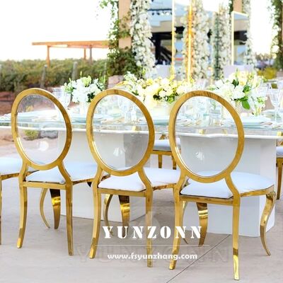 Bom preço Modern Luxury Gold Acrylic Transparent Round Back O-Shaped Leather Chair para Sala de Jantar para Hotéis on-line