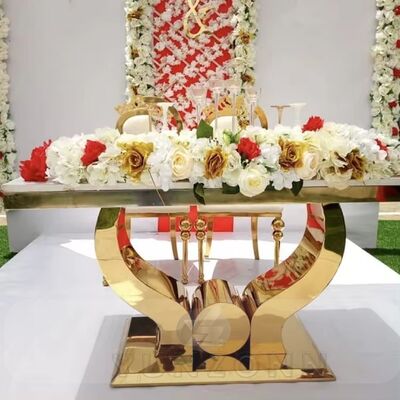 Bom preço Mobiliário de mesa de casamento de aço inoxidável de ouro moderno para banquetes Eventos Hotéis Festas Salas de jantar Salas de estar Uso ao ar livre on-line