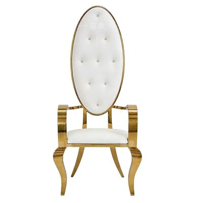 Bom preço Cadeira de Salão de Banquetes de Luxo em Aço Inoxidável e Couro Durável para Exterior, Moderna, de Encosto Alto, para Casamentos, Festas, Jantares e Hotéis on-line