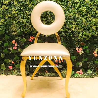 Bom preço Cadeira de Jantar Moderna de Alta Qualidade em Ouro com Encosto Redondo em Aço Inoxidável para Banquetes e Restaurantes on-line