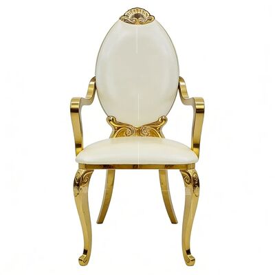 Bom preço Luxo moderno ouro de aço inoxidável durável traseiro alto cadeira de trono de jantar para hotéis uso de apartamento ao ar livre on-line