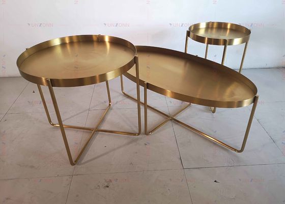Bom preço Mesa de centro lateral D60xH50cm 201 da tabela de chá do metal dourado de aço inoxidável on-line