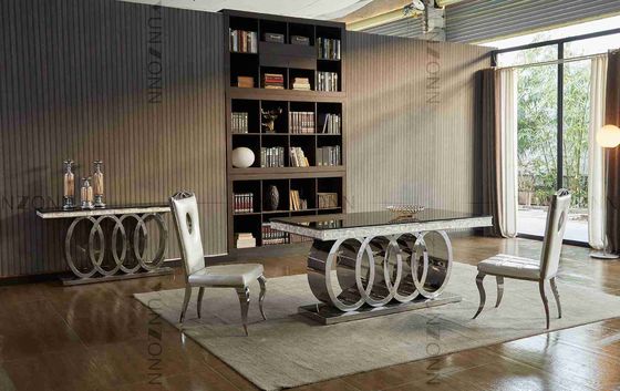 Bom preço Mesa de jantar superior de vidro preta L200xW100xH75cm das mesas de jantar modernas luxuosas pesadas da base on-line