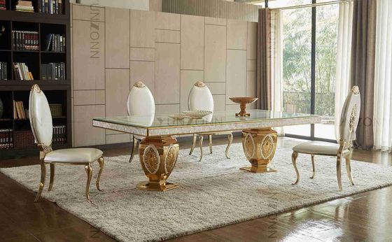 Bom preço Mesa de jantar nobre luxuosa do teste padrão das tabelas de banquete do casamento da atmosfera com 10-12 Seaters on-line