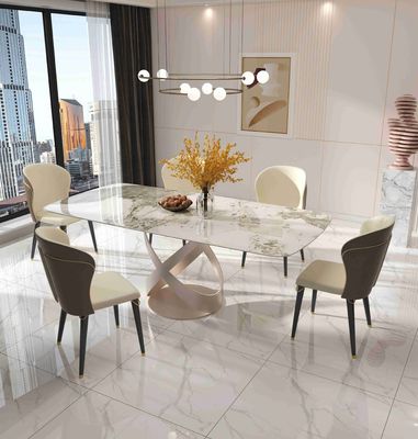 Bom preço A cadeira de mesa de jantar contemporânea luxuosa ajusta-se com X base inoxidável de Teel on-line