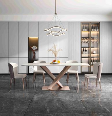 Bom preço Claramente X quadro de aço inoxidável da parte superior moderna luxuosa baixa do mármore das mesas de jantar 6 8 Seater on-line