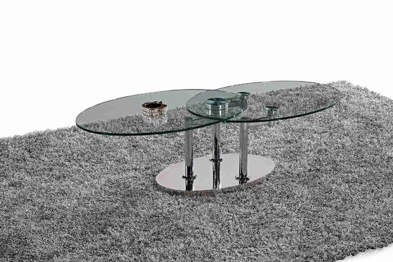 Bom preço A mesa de jantar oval de vidro moderna de dobramento moderou o quadro de aço inoxidável de vidro L200xW100xH75cm on-line