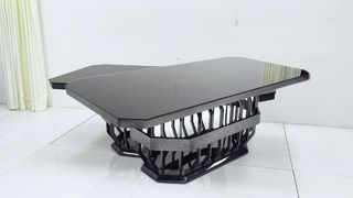 Mesa de jantar de casamento moderna em aço inoxidável dourado